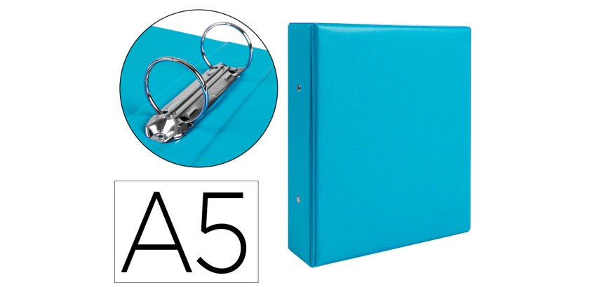 Carpeta de 2 anillas 40 mm redondas liderpapel a5 carton forrado pvc azul