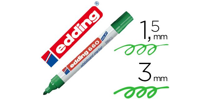 Rotulador edding para pizarra blanca 660 color verde punta redonda 1,5-3 mm