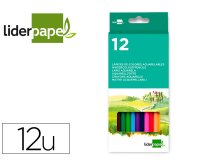 Lapices de colores acuarelables liderpapel caja de 12 unidades colores surtidos