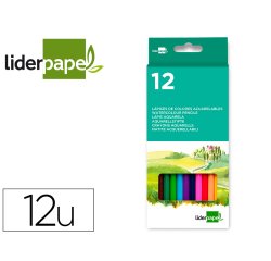Lapices de colores acuarelables liderpapel caja de 12 unidades colores surtidos