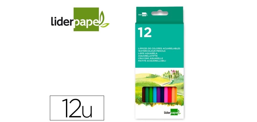 Lapices de colores acuarelables liderpapel caja de 12 unidades colores surtidos