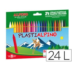 Lapices cera alpino plasti caja de 24 unidades colores surtidos