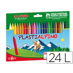 Lapices cera alpino plasti caja de 24 unidades colores surtidos