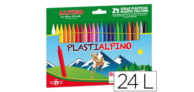 Lapices cera alpino plasti caja de 24 unidades colores surtidos