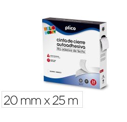 Cinta de cierre adhesiva plico velcro blanco 20mm x 25m