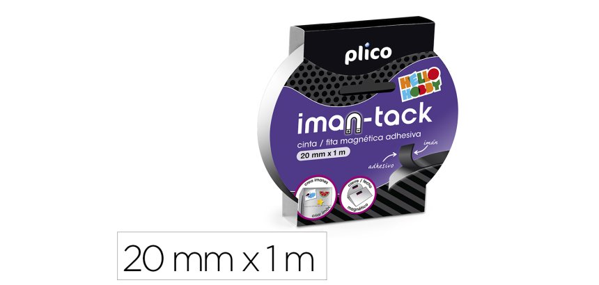 Cinta adhesiva plico imantada 20mm x 1m