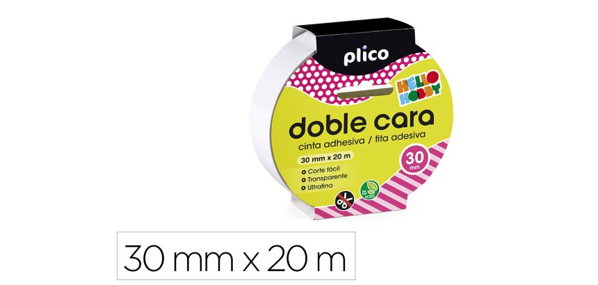 Cinta adhesiva plico doble cara 20 m x 30 mm