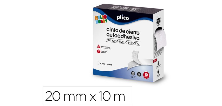Cinta de cierre adhesiva plico velcro blanco 20mm x 10m