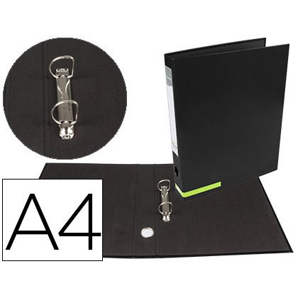 Carpeta de 2 anillas 25 mm mixtas liderpapel a4 forrado color system con ollao y tarjetero negro
