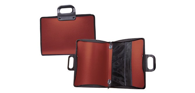 Cartera portadocumentos liderpapel roja con asa y cremallera 400x45x300 mm