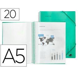 Carpeta liderpapel escaparate con espiral 20 fundas polipropileno din a5