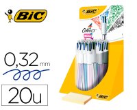 Boligrafo bic cuatro colores shine colores metalizados punta de 1 mm presentacion en expositor