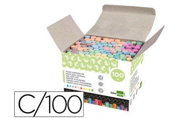 Tiza color antipolvo liderpapel caja de 100 unidades colores surtidos