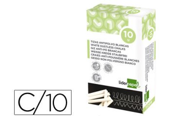 Tiza blanca antipolvo liderpapel caja de 10 unidades