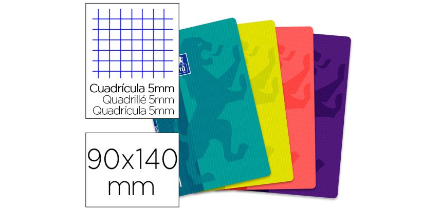 Libreta escolar oxford tapa flexible optik paper openflex 48 hojas 90x140 mm cuadro 5 mm colores surtidos