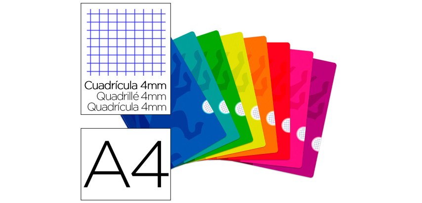 Libreta escolar oxford tapa flexible optik paper openflex 48 hojas din a4 cuadro 4 mm colores surtidos