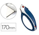 Cuter q-connect xs6200 metalico ancho azul y gris con mango de plastico y compartimento para cuchillas