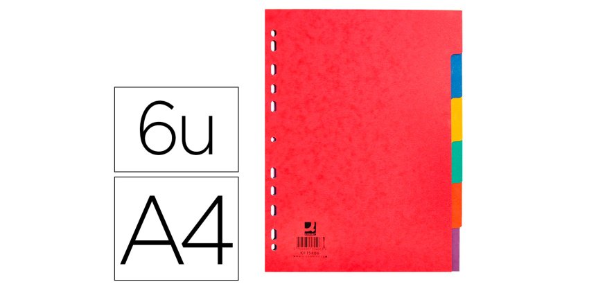 Separador q-connect cartulina brillo juego de 6 separadores din a4 multitaladro