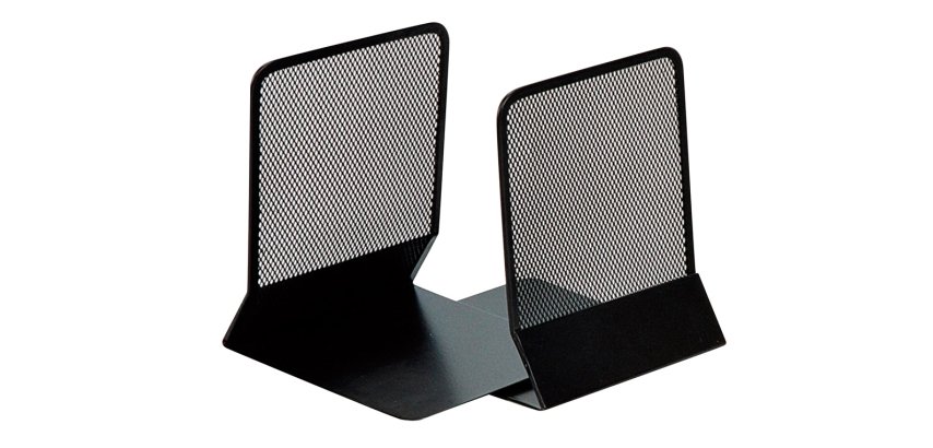 Apoyalibros metalico q-connect kf15098 rejilla negro juego 165x152x135 mm