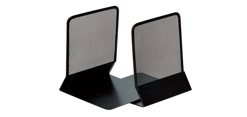 Apoyalibros metalico q-connect kf15098 rejilla negro juego 165x152x135 mm