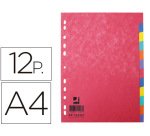 Separador q-connect cartulina brillo juego de 12 separadores din a4 multitaladro