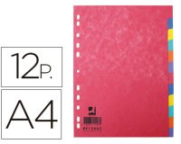 Separador q-connect cartulina brillo juego de 12 separadores din a4 multitaladro