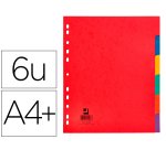 Separador q-connect cartulina brillo juego de 6 separadores din a4+ multitaladro