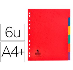 Separador q-connect cartulina brillo juego de 6 separadores din a4+ multitaladro