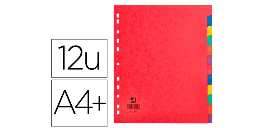 Separador q-connect cartulina brillo juego de 12 separadores din a4+