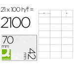 Etiqueta adhesiva q-connect kf10648 tamaño 70x42 mm fotocopiadora laser ink-jet caja con 100 hojas din a4