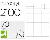 Etiqueta adhesiva q-connect kf10648 tamaño 70x42 mm fotocopiadora laser ink-jet caja con 100 hojas din a4