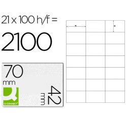 Etiqueta adhesiva q-connect kf10648 tamaño 70x42 mm fotocopiadora laser ink-jet caja con 100 hojas din a4