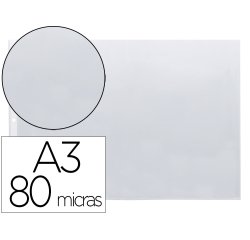 Funda multitaladro q-connect din a3 apaisada 80 micras cristal con apertura superior - bolsa de 10