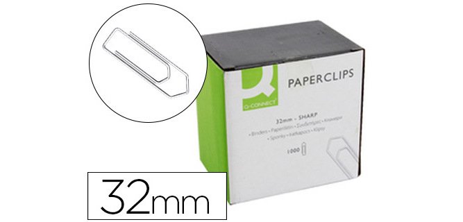 Clips niquelados q-connect 32 mm caja de 1000 unidades