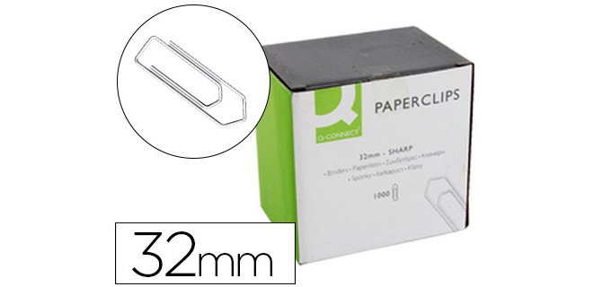 Clips niquelados q-connect 32 mm caja de 1000 unidades