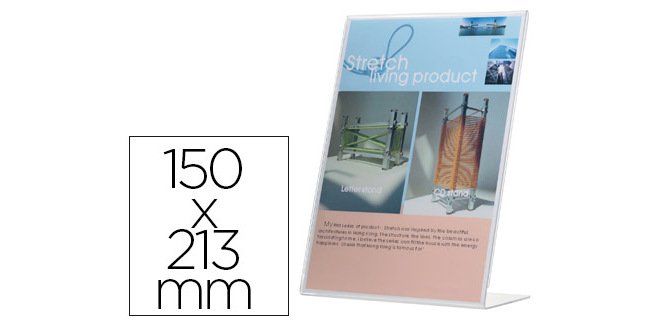 Expositor sobremesa q-connect con forma de l metacrilato 150x213 mm