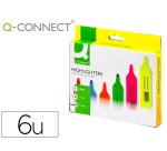 Rotulador q-connect fluorescente punta biselada caja de 6 unidades colores surtidos