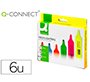Rotulador q-connect fluorescente punta biselada caja de 6 unidades colores surtidos