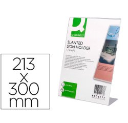 Expositor sobremesa q-connect con forma de l metacrilato tamaño 213x300 mm