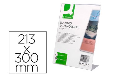 Expositor sobremesa q-connect con forma de l metacrilato tamaño 213x300 mm