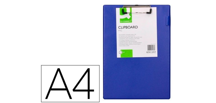Portanotas q-connect miniclips pvc din a4 azul