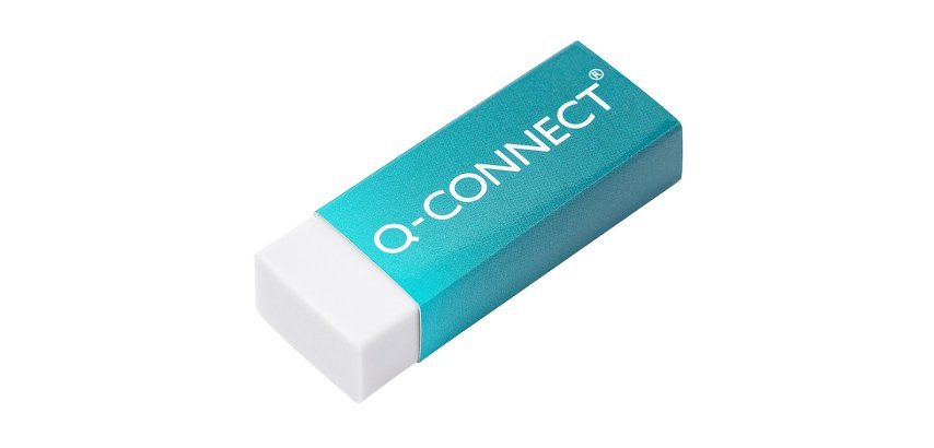 Goma de borrar q-connect plastica escolar y oficina
