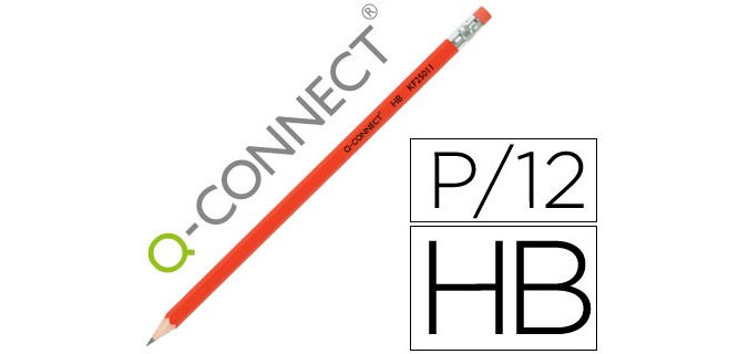 Lapices de grafito q-connect hexagonal con goma n.2 hb