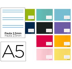 Libreta liderpapel smart a5 apaisada 32h 60gr pauta 2,5 mm con margen