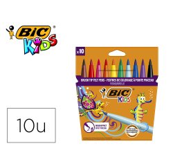 Rotulador bic kids visaquarelle estuche de 10 colores punta pincel tinta base de agua