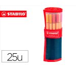 Rotulador stabilo punta de fibra point 88 estuche rollerset de 25 colores surtidos