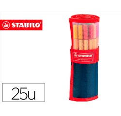 Rotulador stabilo punta de fibra point 88 estuche rollerset de 25 colores surtidos