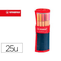 Rotulador stabilo punta de fibra point 88 estuche rollerset de 25 colores surtidos