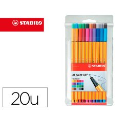 Rotulador stabilo punta de fibra point 88 estuche de 20 unidades colores surtidos