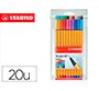 Rotulador stabilo punta de fibra point 88 estuche de 20 unidades colores surtidos